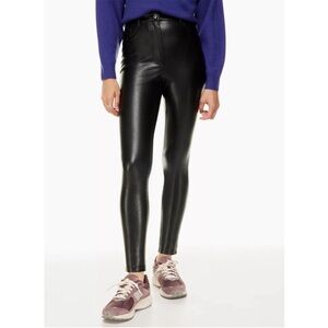 Aritzia Wilfred Free Charm faux vegan leather high waist pants leggings black 4